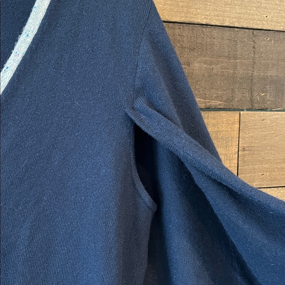 St. John Women's Cashmere Navy Blue Cape Sweater Cardigan - Picture 3 of 8